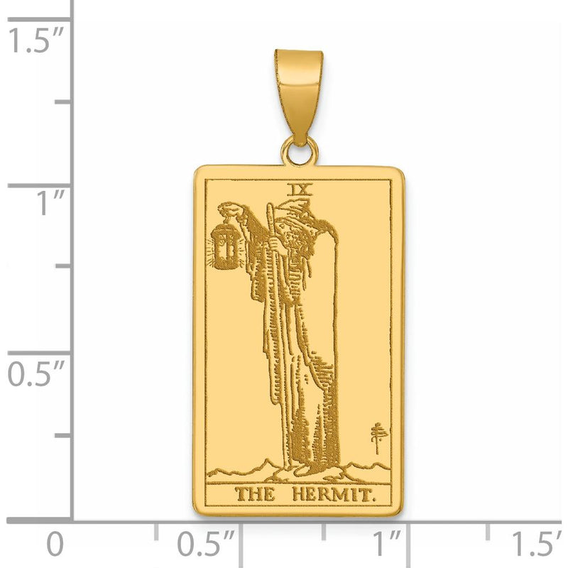14K Yellow Gold "The Hermit" Tarot Card Pendant - 36mm Length by Oro Pregiato