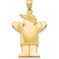 14K Yellow Gold The Kids Puffed Boy with Hat Engravable Love Charm by Oro Pregiato