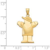 14K Yellow Gold The Kids Puffed Boy with Hat Engravable Love Charm by Oro Pregiato