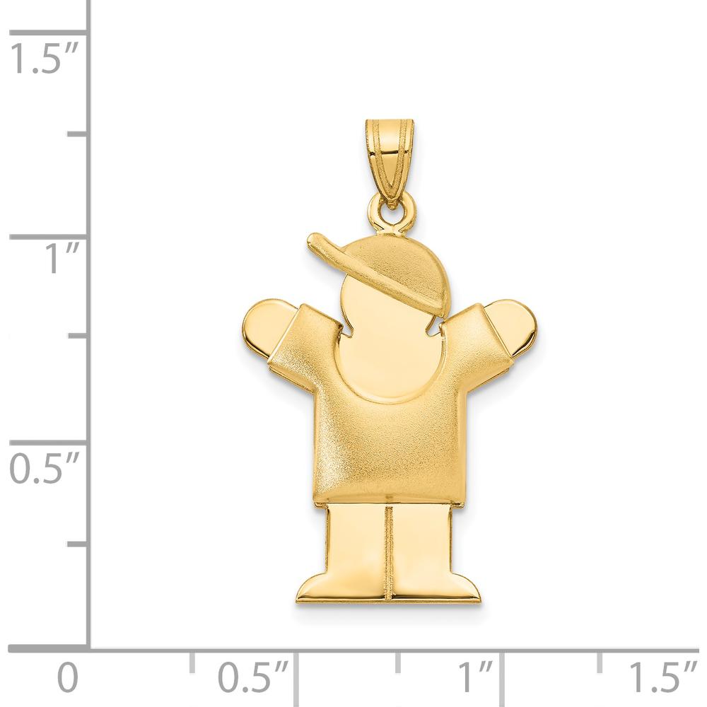14K Yellow Gold The Kids Puffed Boy with Hat Engravable Love Charm by Oro Pregiato
