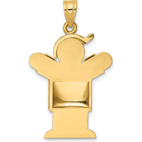 14K Yellow Gold The Kids Puffed Boy with Hat Engravable Love Charm by Oro Pregiato