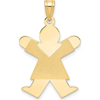 14K Yellow Gold The Kids Solid Satin Medium Girl Engravable Joy Charm by Oro Pregiato