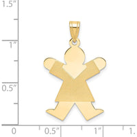 14K Yellow Gold The Kids Solid Satin Medium Girl Engravable Joy Charm by Oro Pregiato