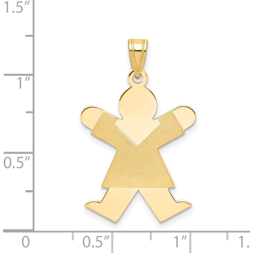 14K Yellow Gold The Kids Solid Satin Medium Girl Engravable Joy Charm by Oro Pregiato