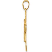 14K Yellow Gold The Kids Solid Satin Medium Girl Engravable Kiss Charm Pendant - Customizable by Oro Pregiato