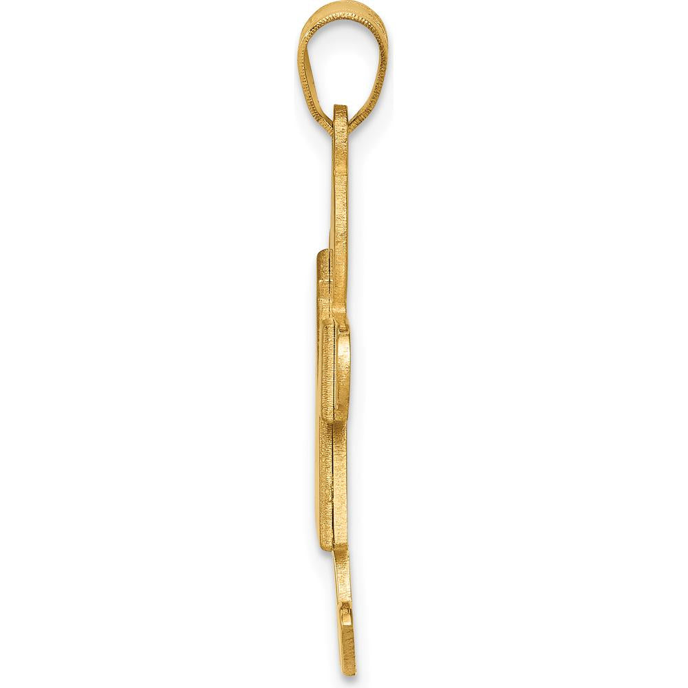 14K Yellow Gold The Kids Solid Satin Medium Girl Engravable Kiss Charm Pendant - Customizable by Oro Pregiato