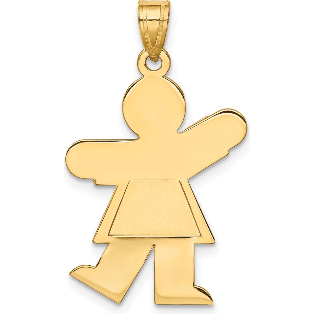 14K Yellow Gold The Kids Solid Satin Medium Girl Engravable Kiss Charm Pendant - Customizable by Oro Pregiato
