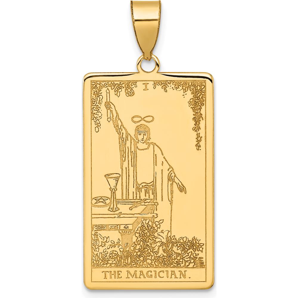 14K Yellow Gold "The Magician" Tarot Card Pendant - Polished Finish by Oro Pregiato