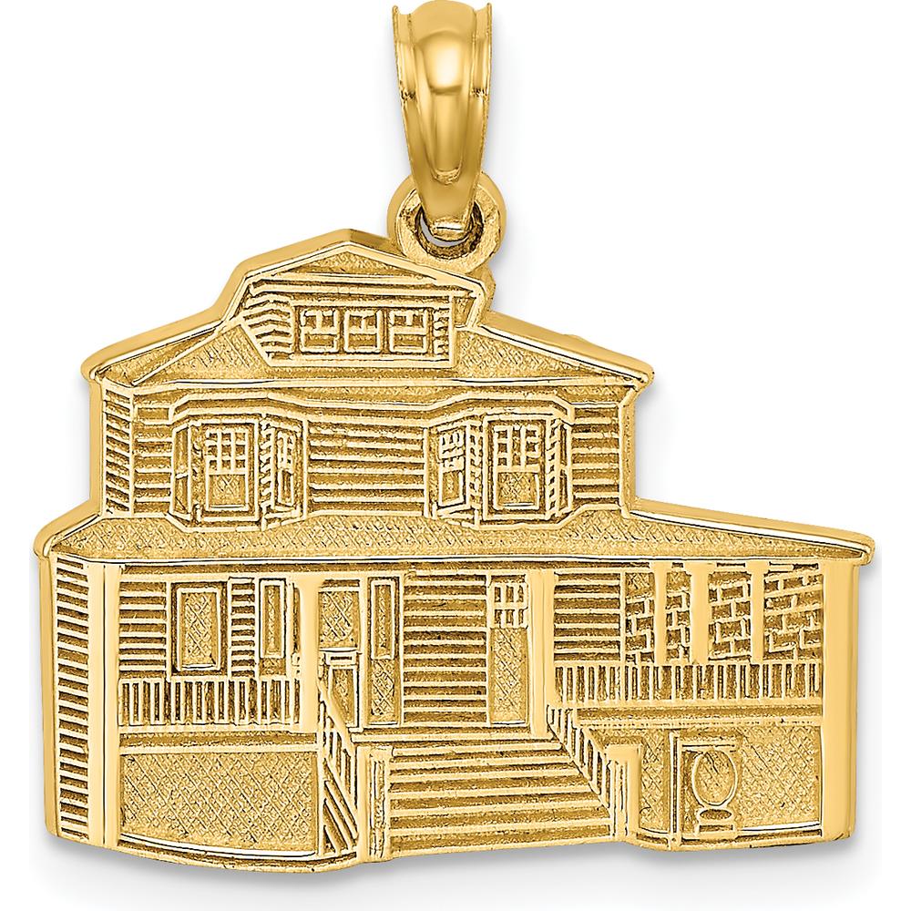 14K Yellow Gold The Manse Bed and Breakfast Cape May NJ Charm - Polished & Textured Design by Oro Pregiato
