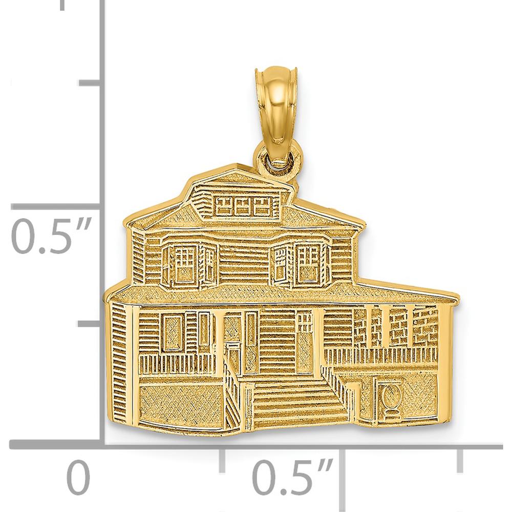 14K Yellow Gold The Manse Bed and Breakfast Cape May NJ Charm - Polished & Textured Design by Oro Pregiato