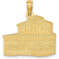 14K Yellow Gold The Manse Bed and Breakfast Cape May NJ Charm - Polished & Textured Design by Oro Pregiato