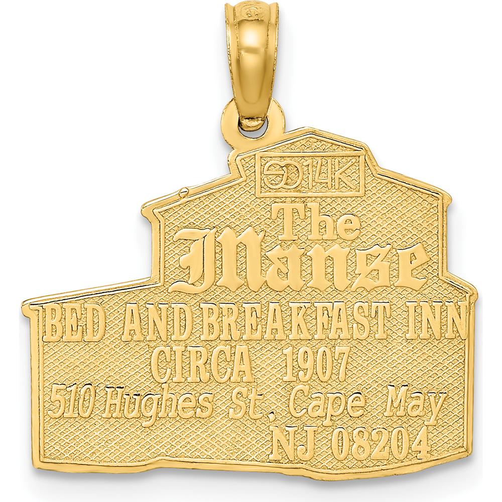 14K Yellow Gold The Manse Bed and Breakfast Cape May NJ Charm - Polished & Textured Design by Oro Pregiato