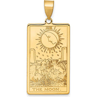 14K Yellow Gold The Moon Tarot Card Pendant - Symbolic Spiritual Jewelry by Oro Pregiato