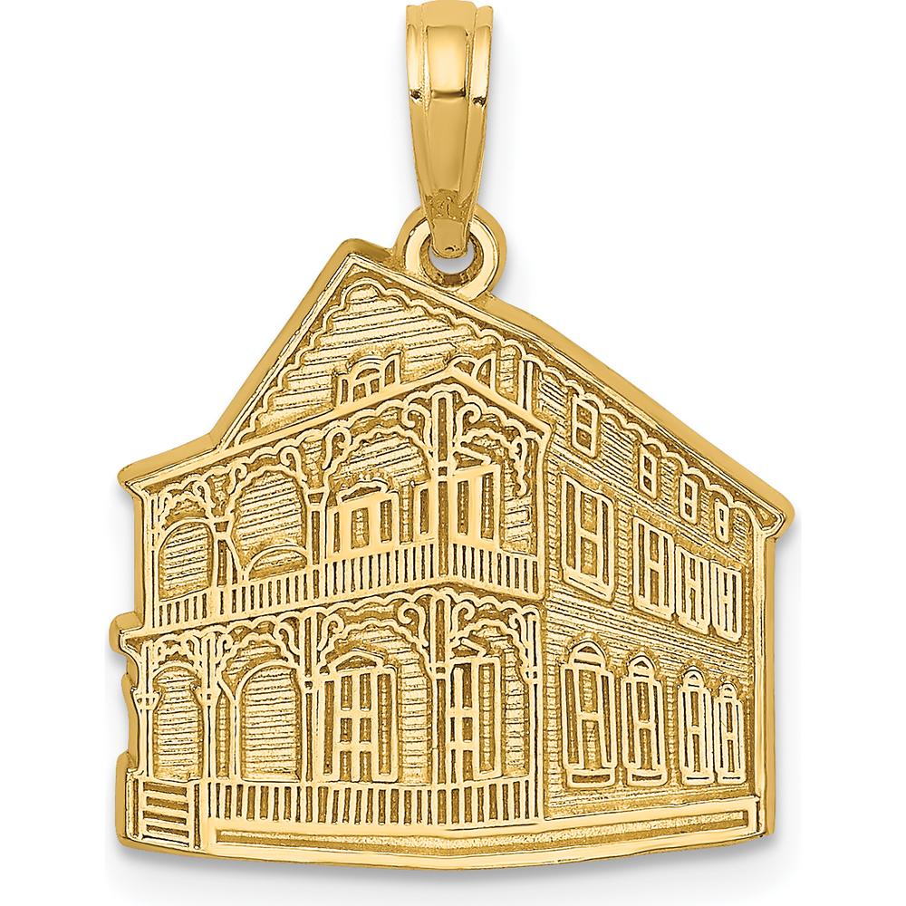 14K Yellow Gold The Pink House Cape May NJ Pendant Charm - Detailed Textured Design by Oro Pregiato
