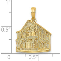 14K Yellow Gold The Pink House Cape May NJ Pendant Charm - Detailed Textured Design by Oro Pregiato