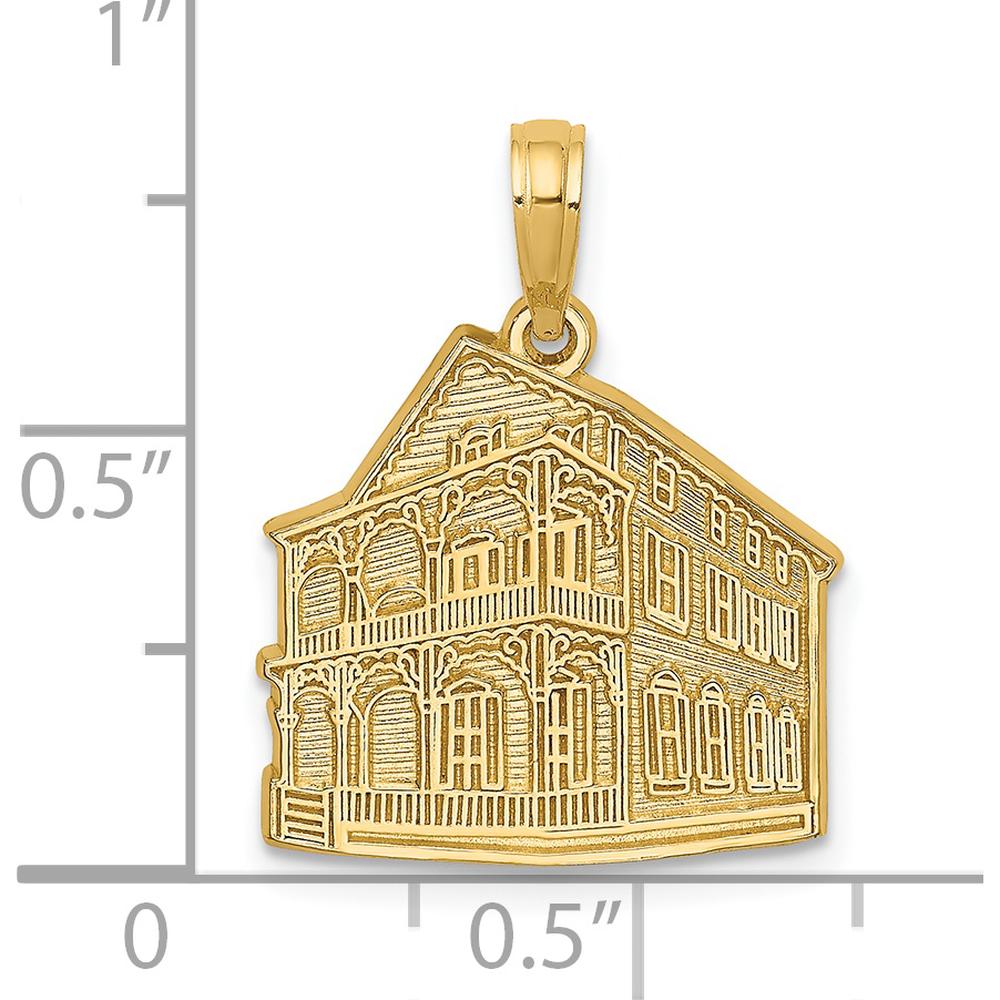 14K Yellow Gold The Pink House Cape May NJ Pendant Charm - Detailed Textured Design by Oro Pregiato