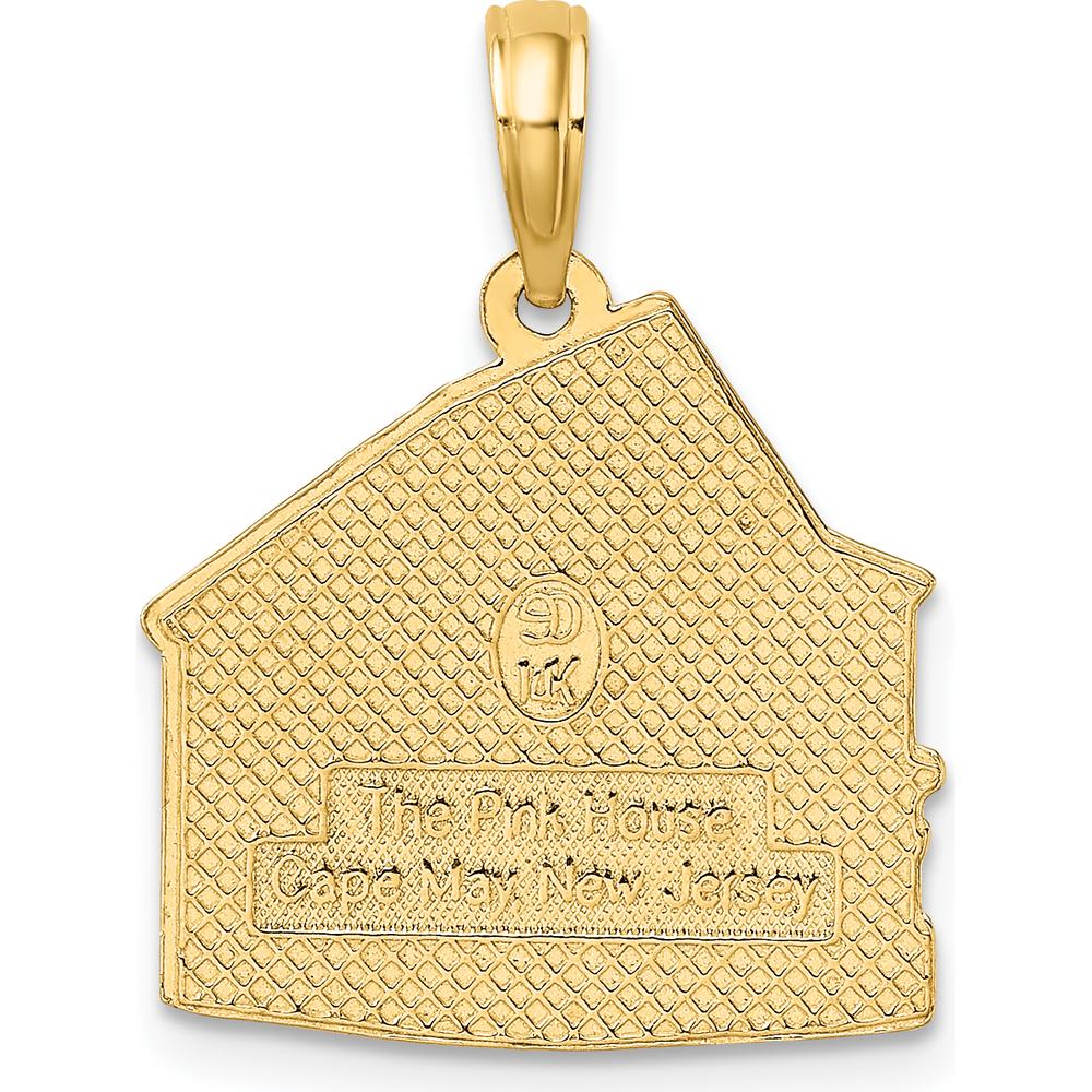 14K Yellow Gold The Pink House Cape May NJ Pendant Charm - Detailed Textured Design by Oro Pregiato