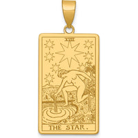 14K Yellow Gold The Star Tarot Card Pendant - Polished Finish, 36mm Length by Oro Pregiato