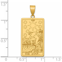 14K Yellow Gold The Star Tarot Card Pendant - Polished Finish, 36mm Length by Oro Pregiato