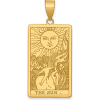 14K Yellow Gold "The Sun" Tarot Card Pendant - Spiritual Charm with Polished Finish by Oro Pregiato