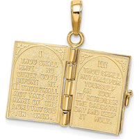 14K Yellow Gold The Ten Commandments Book Pendant with Moveable Pages by Oro Pregiato