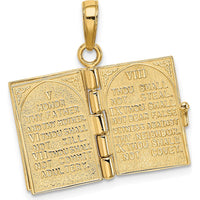 14K Yellow Gold The Ten Commandments Book Pendant with Moveable Pages by Oro Pregiato