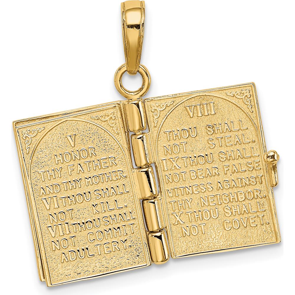 14K Yellow Gold The Ten Commandments Book Pendant with Moveable Pages by Oro Pregiato