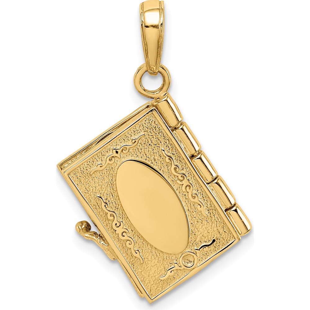 14K Yellow Gold The Ten Commandments Book Pendant with Moveable Pages by Oro Pregiato