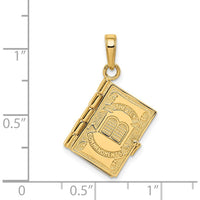 14K Yellow Gold The Ten Commandments Book Pendant with Moveable Pages by Oro Pregiato