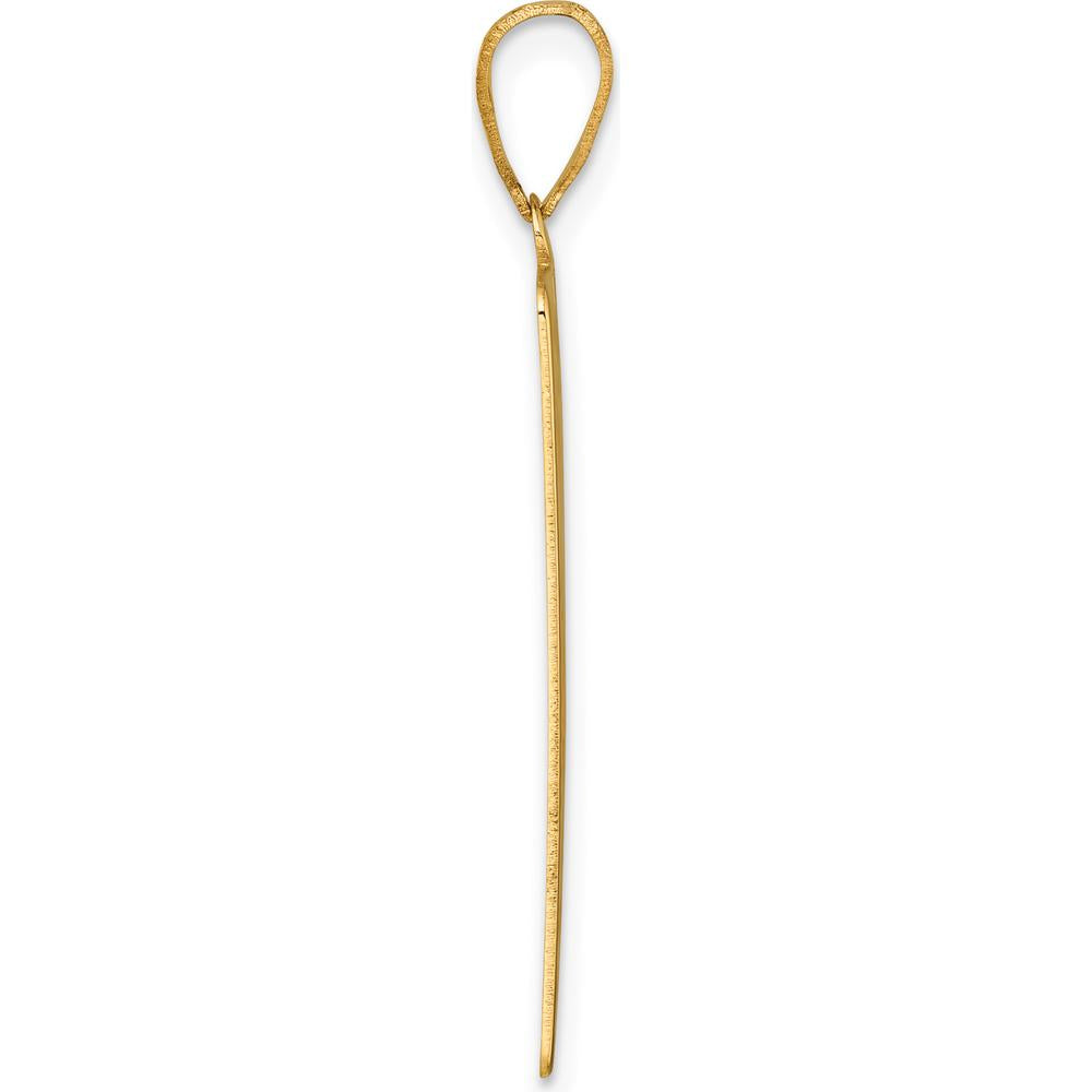 14K Yellow Gold The Tower Tarot Card Pendant - Textured Gold Charm