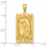 14K Yellow Gold The World Tarot Card Pendant with Intricate Textured Design by Oro Pregiato