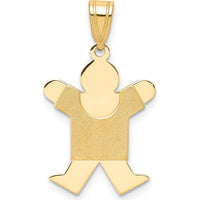 14K Yellow Gold Themed Boy Charm Pendant with Satin Finish - Engravable, 25mm Length by Oro Pregiato