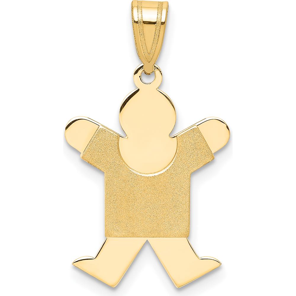 14K Yellow Gold Themed Boy Charm Pendant with Satin Finish - Engravable, 25mm Length by Oro Pregiato