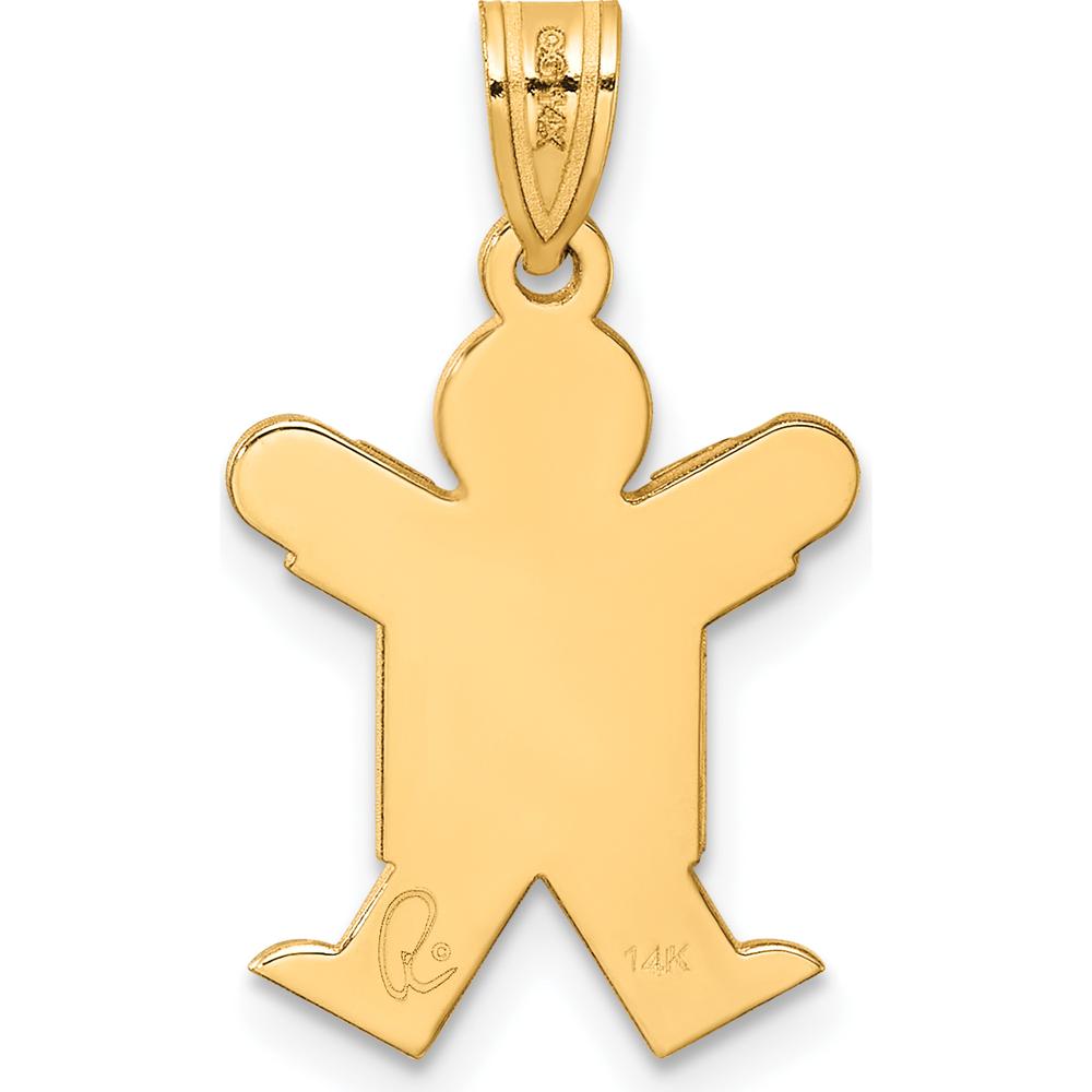 14K Yellow Gold Themed Boy Charm Pendant with Satin Finish - Engravable, 25mm Length by Oro Pregiato