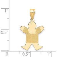 14K Yellow Gold Themed Boy Charm Pendant with Satin Finish - Engravable, 25mm Length by Oro Pregiato