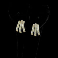 14K Yellow Gold Three-Bar Vertical Drop Earrings with 1.35 Carats Total Weight Lab Diamonds - D VS1 Prong Set Brilliant Round Stones - Covaloro Fine Jewelry