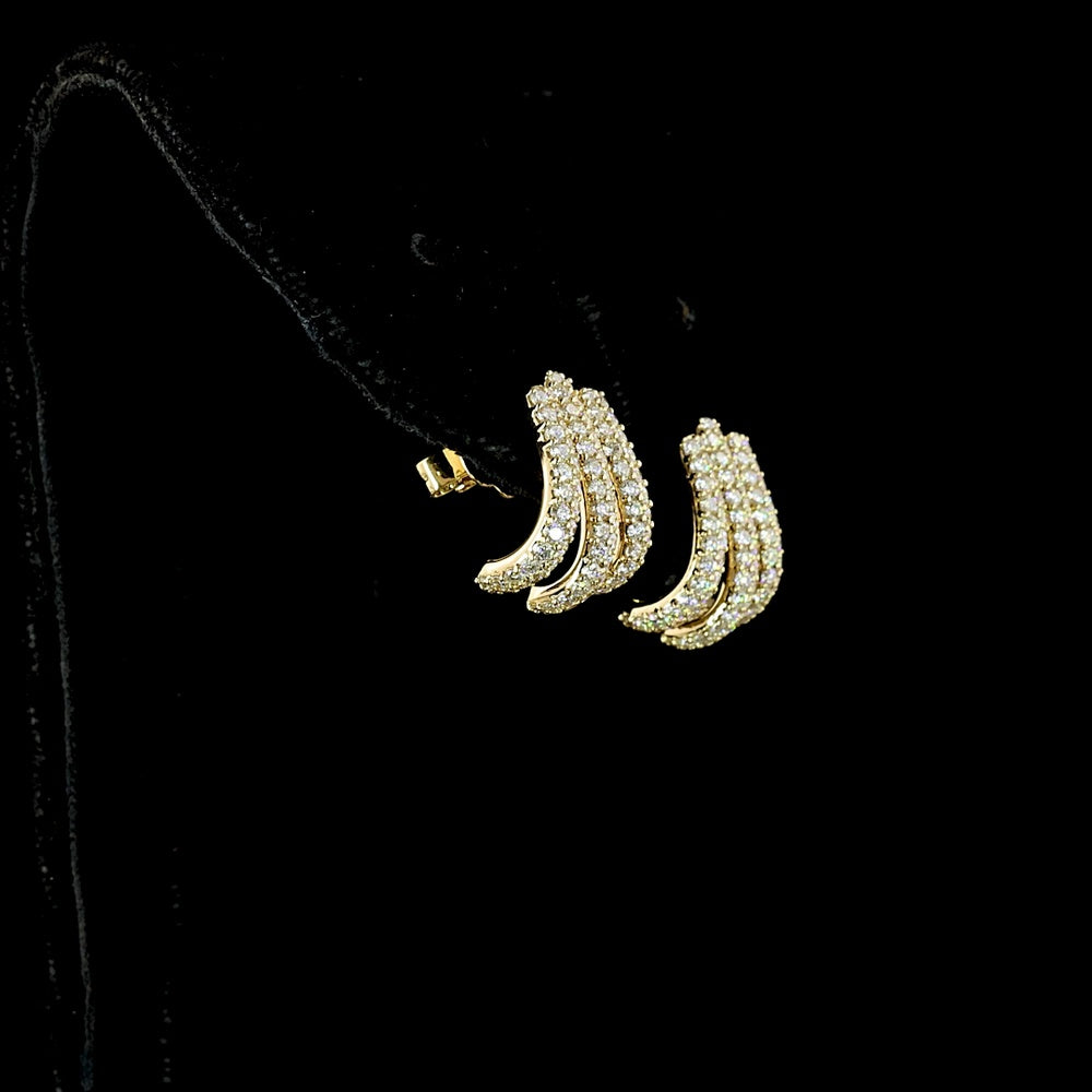 14K Yellow Gold Three-Bar Vertical Drop Earrings with 1.35 Carats Total Weight Lab Diamonds - D VS1 Prong Set Brilliant Round Stones - Covaloro Fine Jewelry