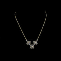 14K Yellow Gold Three-Flower Motif Necklace with Brilliant Round Cut Lab Diamonds - 6.46 Carat Total Diamond Weight - Covaloro Fine Jewelry