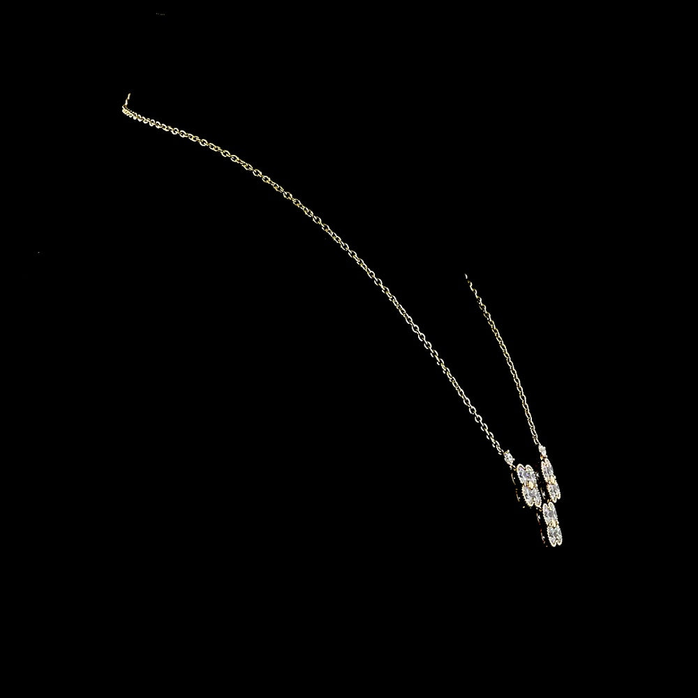 14K Yellow Gold Three-Flower Motif Necklace with Brilliant Round Cut Lab Diamonds - 6.46 Carat Total Diamond Weight - Covaloro Fine Jewelry