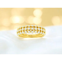 14K Yellow Gold Three-Row Wedding Band with Bezel-Set Round Brilliant Diamonds - 0.50 Carat Total Diamond Weight - Royal Jewelry
