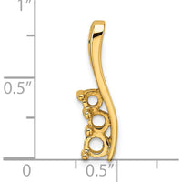 14K Yellow Gold Three-Stone Curved Bar Pendant Mounting - Customizable for Round Gems by Oro Pregiato