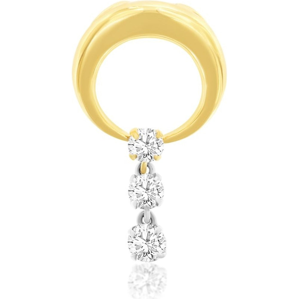 14K Yellow Gold Three-Stone Diamond Drop Pendant with Round Brilliant Diamonds - 0.25 Carat Total Diamond Weight - Royal Jewelry