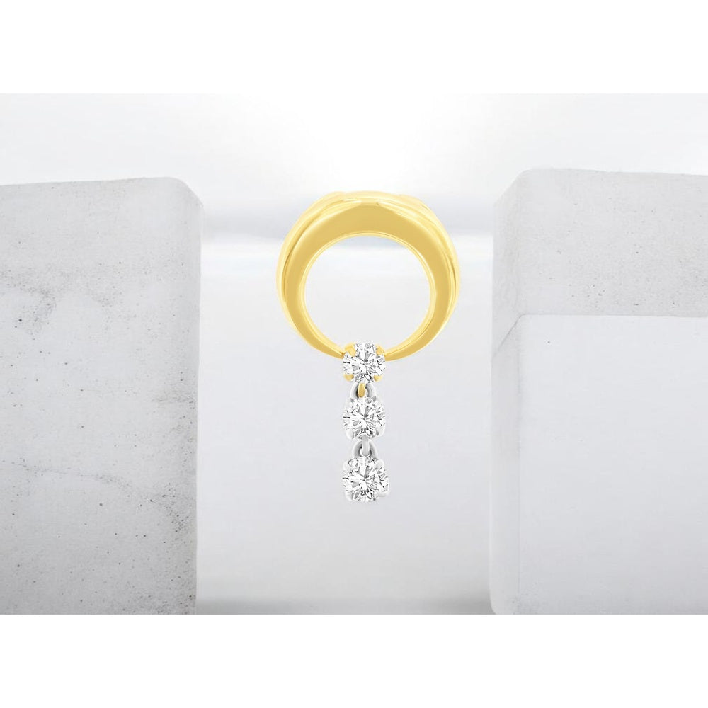 14K Yellow Gold Three-Stone Diamond Drop Pendant with Round Brilliant Diamonds - 0.25 Carat Total Diamond Weight - Royal Jewelry