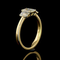 14K Yellow Gold Three Stone Emerald Cut Lab Diamond Ring - 1.43 Carat Total Weight with E-F VS1 Clarity - Covaloro Fine Jewelry