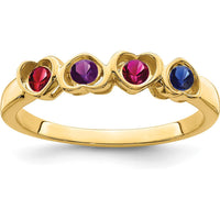 14K Yellow Gold Three-Stone Heart Ring with Ruby, Amethyst, and Sapphire by Monteluci Fine Jewelry