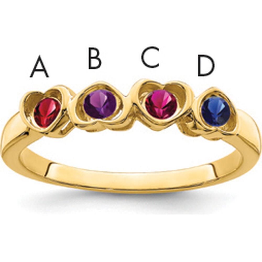 14K Yellow Gold Three-Stone Heart Ring with Ruby, Amethyst, and Sapphire by Monteluci Fine Jewelry