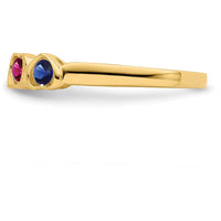 14K Yellow Gold Three-Stone Heart Ring with Ruby, Amethyst, and Sapphire by Monteluci Fine Jewelry
