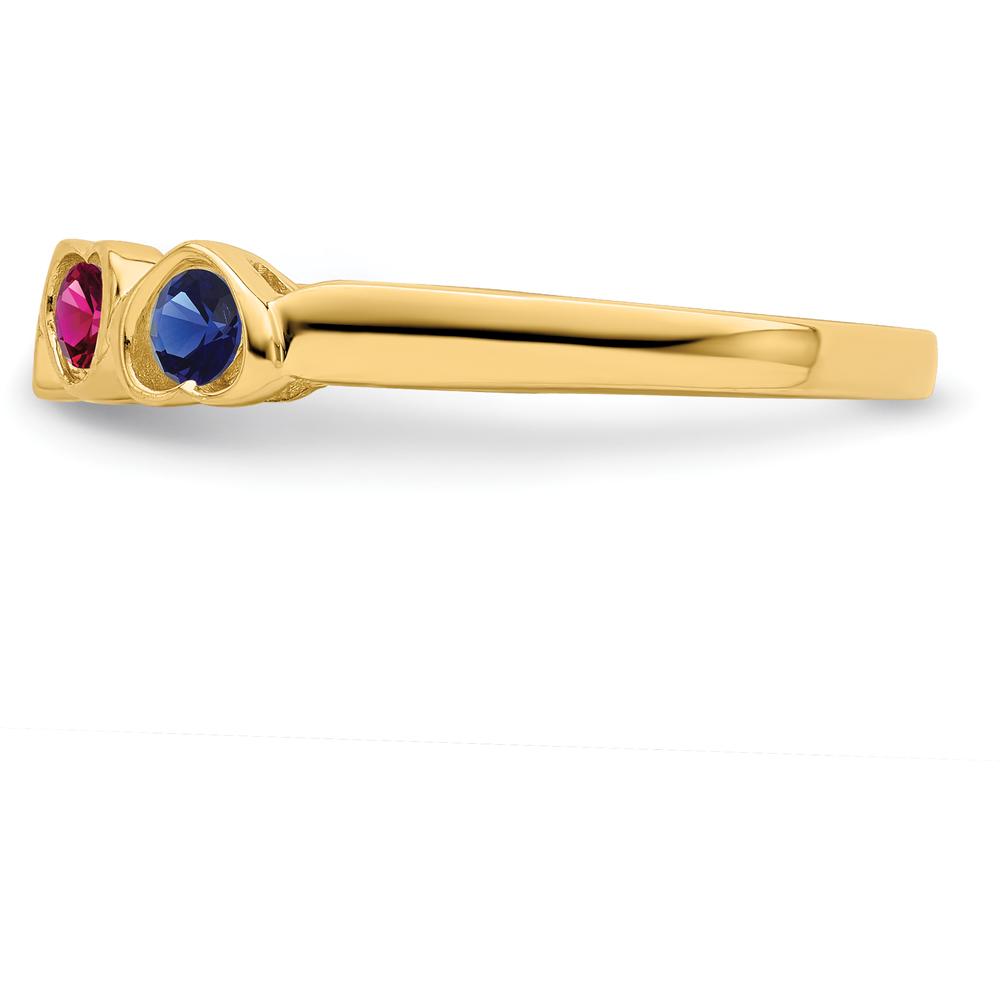 14K Yellow Gold Three-Stone Heart Ring with Ruby, Amethyst, and Sapphire by Monteluci Fine Jewelry