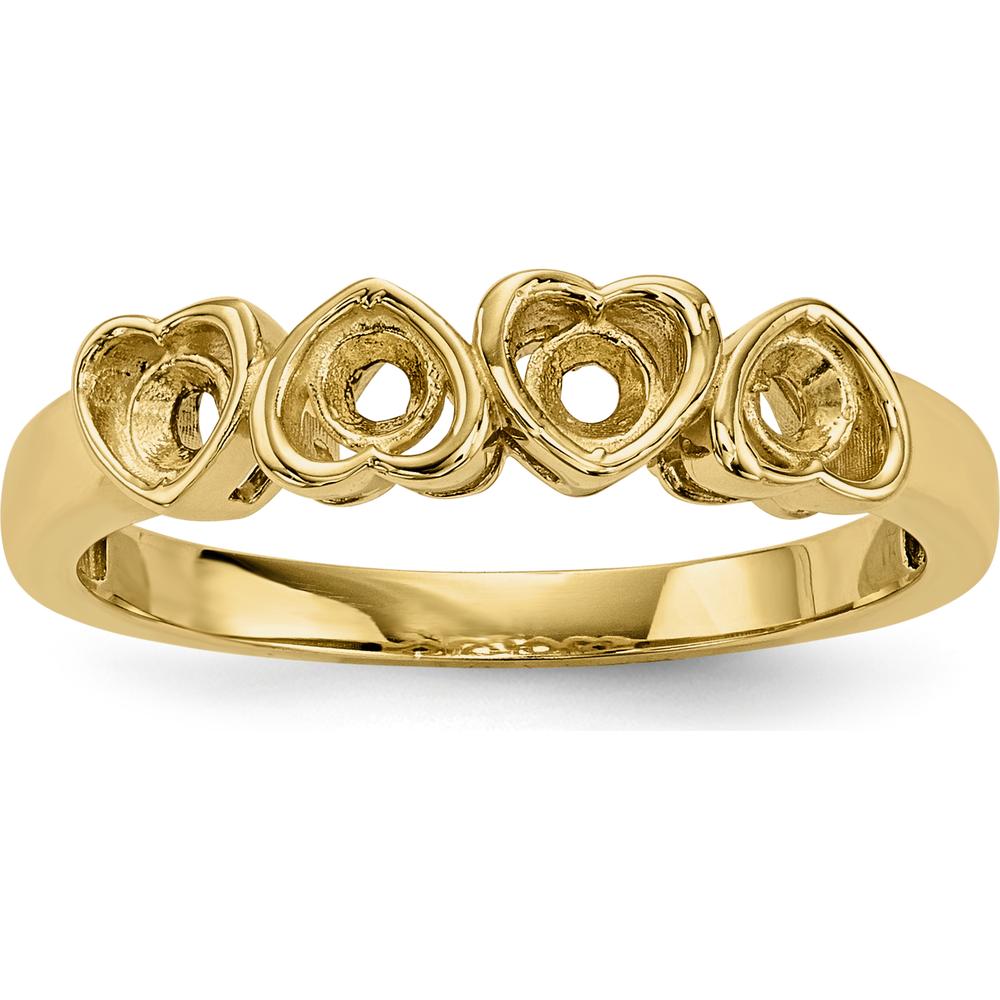 14K Yellow Gold Three-Stone Heart Ring with Ruby, Amethyst, and Sapphire by Monteluci Fine Jewelry