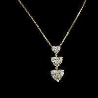 14K Yellow Gold Three-Stone Heart Shape Lab Diamond Pendant - 3.12 Carats Total Diamond Weight - Covaloro Fine Jewelry